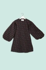 Abito con Maniche Ampie in Fantasia Lurex Geometrico Luce