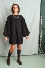 Abito con Maniche Ampie in Fantasia Lurex Geometrico Luce - immagine 2