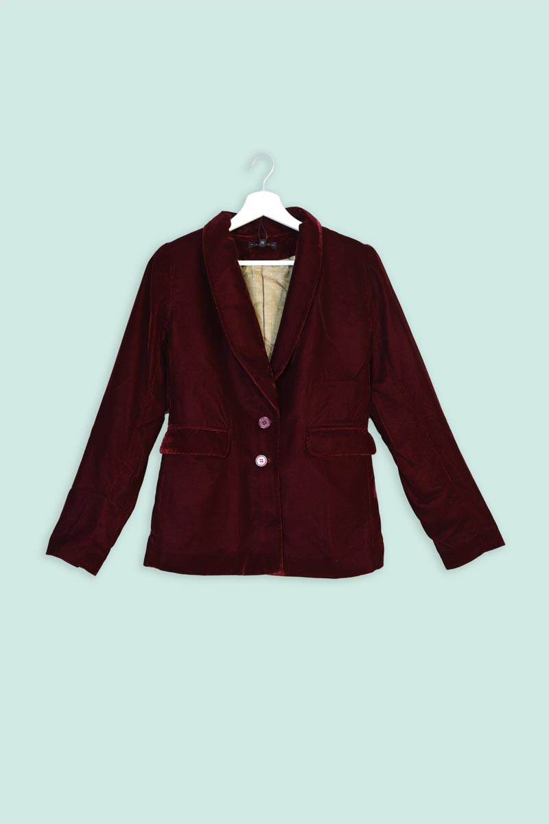 IMG_0659.jpeg Blazer Gamine in Velluto Bordeaux King Louie - immagine 1
