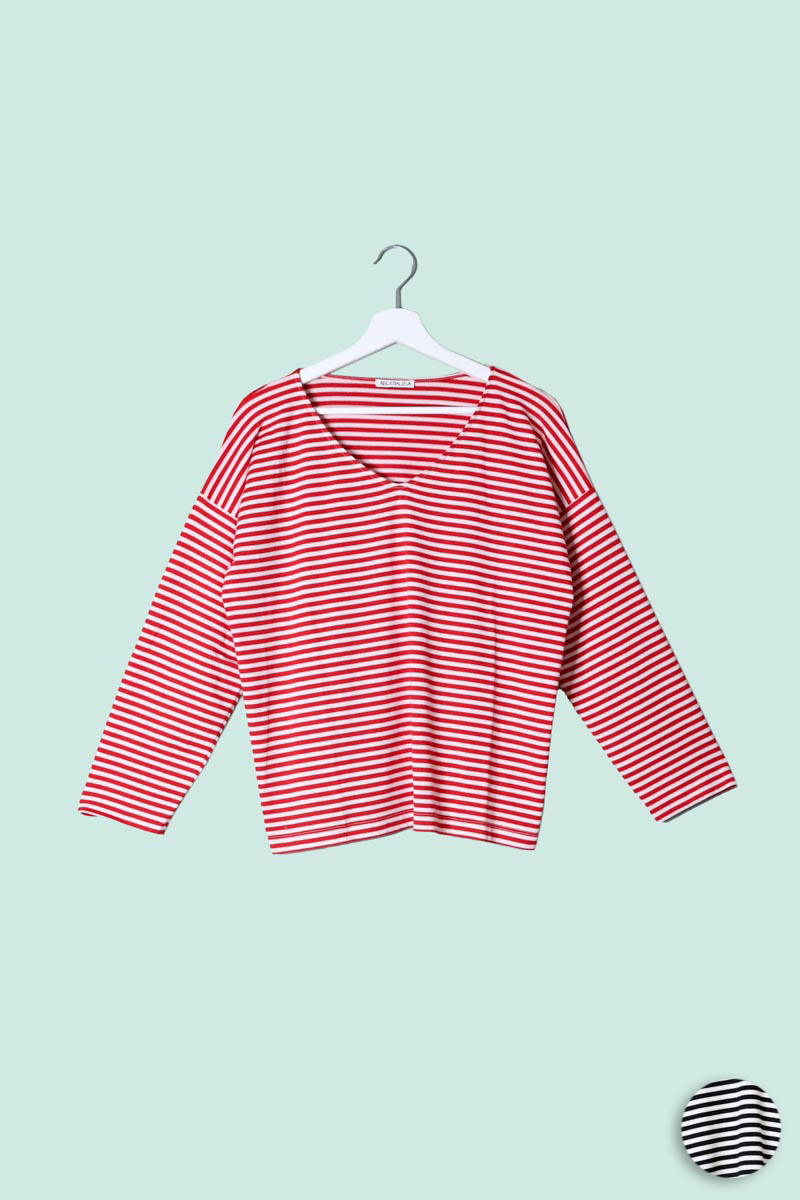 IMG_6120-copia.jpg Maglia Scollo V a Righe Alisa - immagine 1