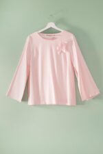Blusa Manica Aperta con Fiore Mousse - immagine 2