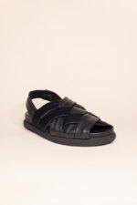 Sandalo Fasce in Pelle Satin Nero Patrizia Bonfanti