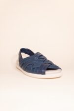 Sandalo Fasce in Pelle Satin Blu Patrizia Bonfanti