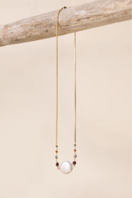 Collana Girocollo con Pietra Piatta e Quarzo Granato