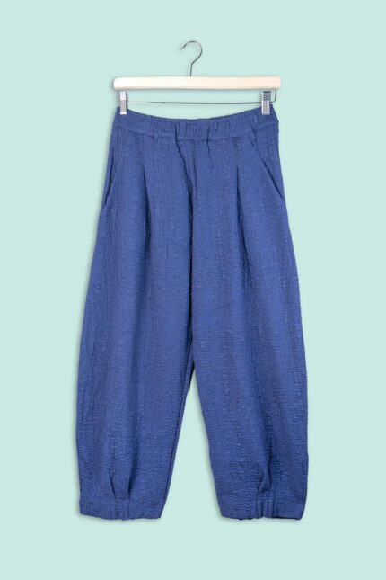 Pantaloni Goffrati Blu Mama B