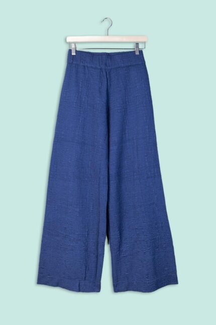 Pantaloni Palazzo Goffrati Blu Mama B