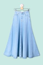 Gonnellone Lungo Vita Alta in Denim Le Morgane