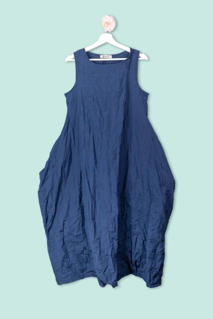 Abito Grinzato Check Blu Mama B