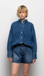 Camicia Lunga Over in Denim Le Morgane - immagine 2