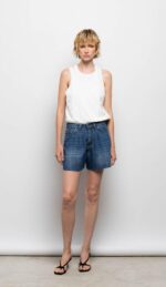 Shorts con Pinces in Denim Leggero Le Morgane - immagine 2