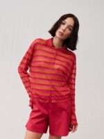 Cardigan Camicia a righe viscosa e lino Fuxia Floor - immagine 2