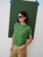 Maglia a righe in viscosa e lino Fuxia Floor - immagine 2