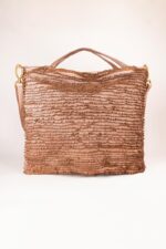 Shopper in pelle con lavorazione a frange Majo