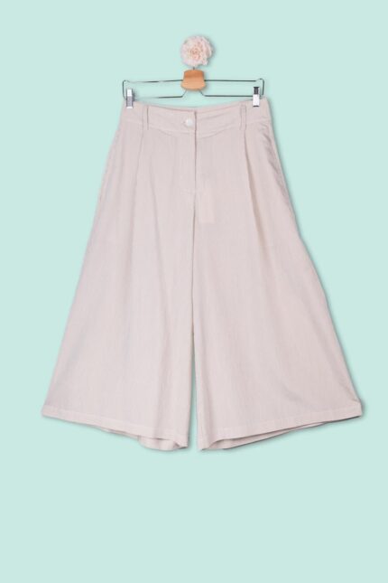 Pantalone bermuda ampio in cotone leggero rigato Numero Primo