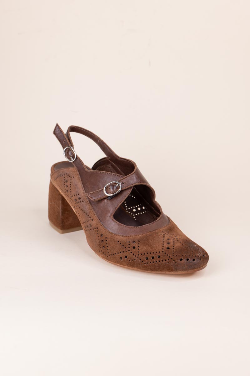 P1109383 Mary Jane slingback in suede traforato Kudetà - immagine 1