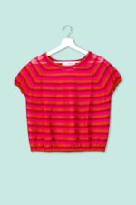 Maglia a righe in viscosa e lino Fuxia Floor