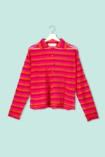 Cardigan Camicia a righe viscosa e lino Fuxia Floor