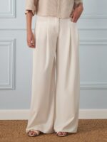 Pantalone palazzo in crepe di viscosa con pence basse Numero Primo - immagine 3