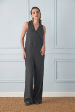 Tuta bimateriale in crepe di viscosa Numero Primo - immagine 2