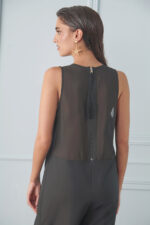 Tuta bimateriale in crepe di viscosa Numero Primo - immagine 3