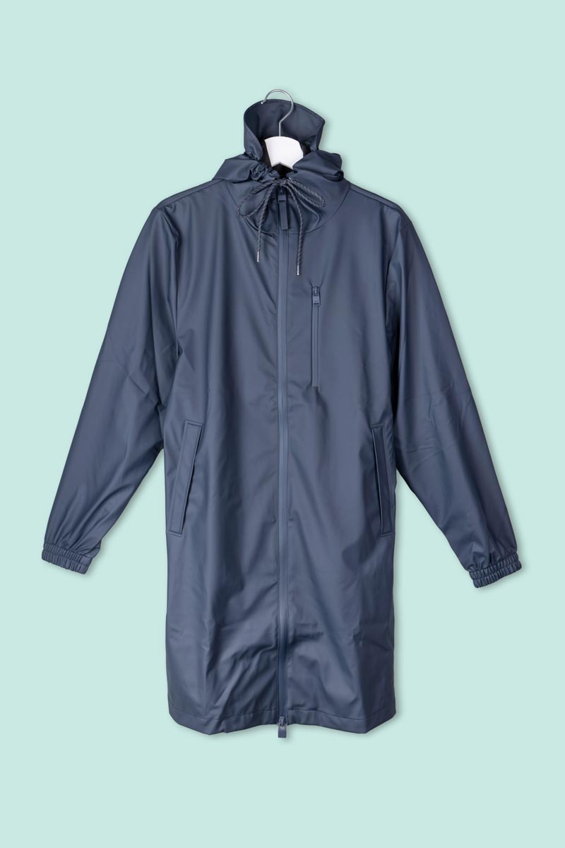 26p12080 Impermeabile Lungo con Zip Blu Rains - immagine 1