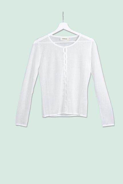 Cardigan in Maglia Extrafine Bianco Thinking Mu