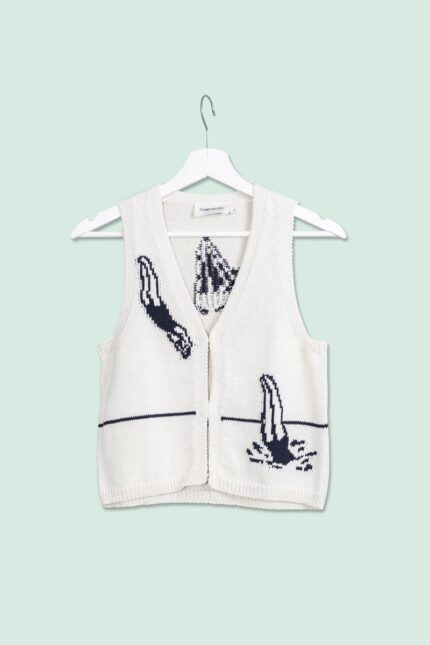 Gilet lavorato a maglia fantasia Tuffatrici Thinking Mu