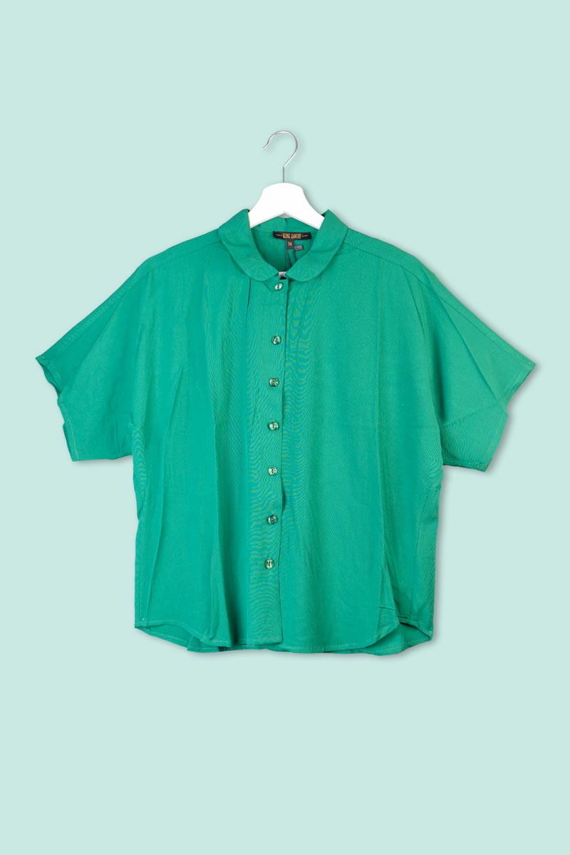 P1110178 Camicia in Viscosa Manica Corta Verde King Louie - immagine 1