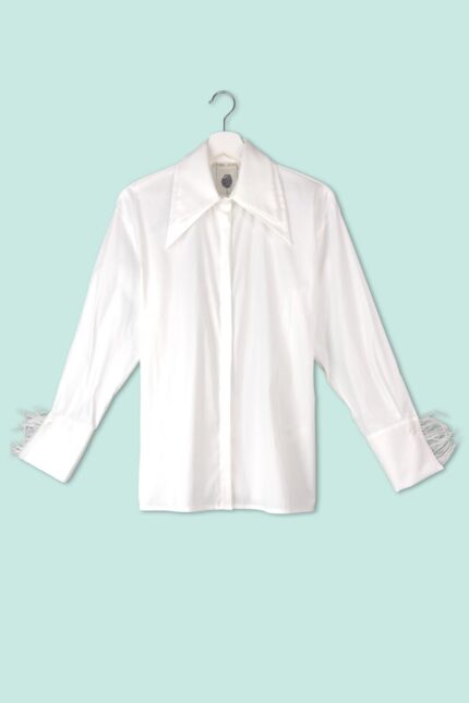 Camicia con Piume Bianca Numero Primo